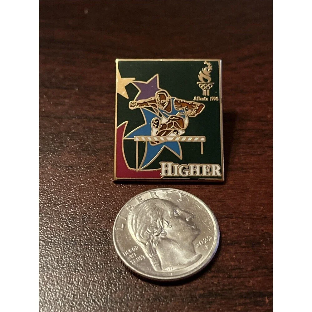 Vintage 1996 Atlanta Olympics Track‎ Hurdles “Higher” Lapel Hat Pin